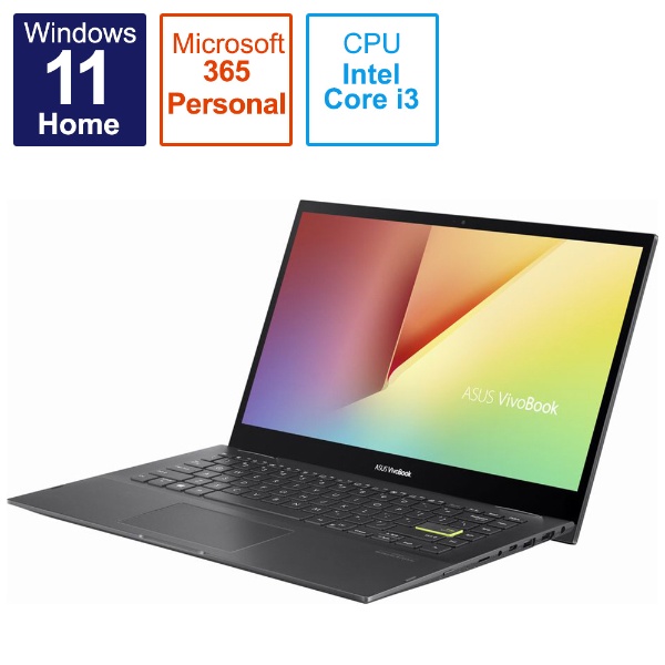 ノートパソコン VivoBook Flip 14 TP470EA インディーブラック TP470EA-EC492WS [14.0型 /Windows11 S /intel Core i3 /Microsoft 365 Personal (1年間使用権) /メモリ：4GB /SSD：128GB /タッチパネル対応 /2022年3月モデル]