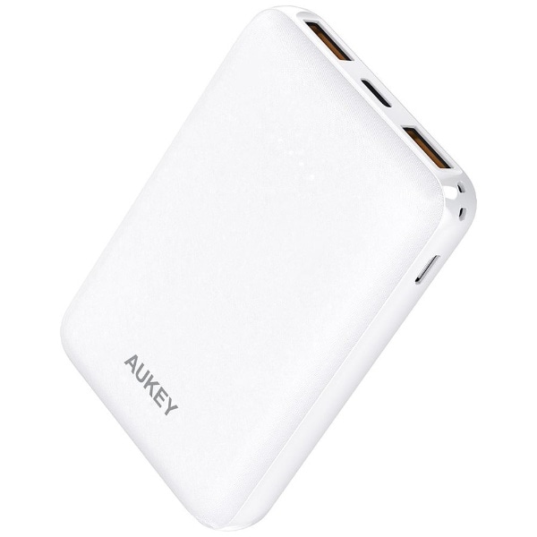 AUKEY(オーキー）モバイルバッテリー　Sprint Go Series ホワイト PB-N67-WT 10000mAh 20W PD/QC対応 ［USB-C×1/USB-A×2］出力［USB-C×1/Micro-USB×1］入力 AUKEY（オーキー） ホワイト PB-N67-WT [USB Power Delivery・Quick Charge対応 /3ポート /充電タイプ]