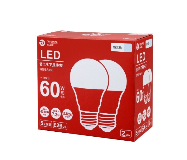 LED電球E26口金60W 昼光色2P LDA7D-G/K60XOB-2P [E26 /一般電球形 /60W相当 /昼光色 /2個 /広配光タイプ]