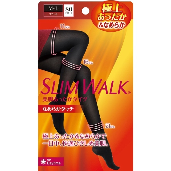 SLIM WALK（スリムウォーク）美脚あったかタイツ なめらかタッチ M-L ブラック