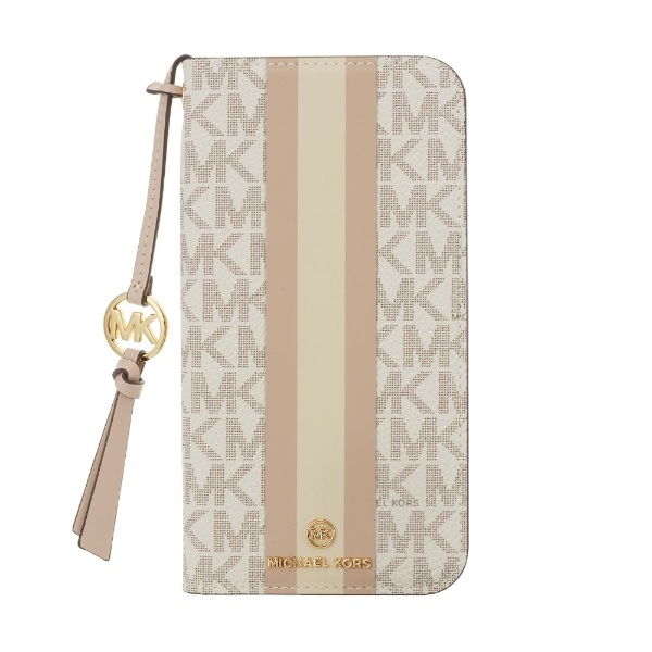 MICHAEL KORS - Folio Case Stripe With Tassel Charm for MagSafe for iPhone 14 6.1inch 2 [ Vanilla ] MICHAEL KORS }CP@R[X
