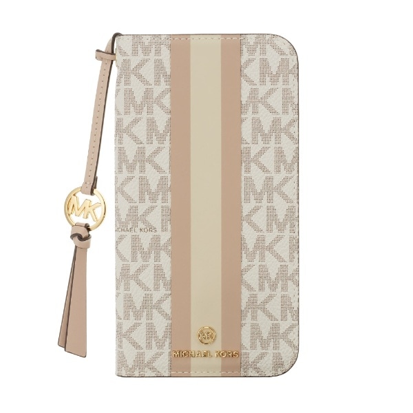 MICHAEL KORS - Folio Case Stripe With Tassel Charm for MagSafe for iPhone 14 Pro 3 [ Vanilla ] MICHAEL KORS }CP@R[X