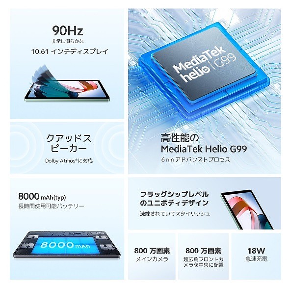 MIUIタブレットPC Redmi Pad ミントグリーン RedmiPad-MintGreen