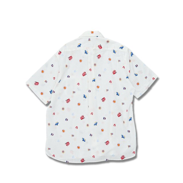 大きいサイズ】ポロ/POLO リップル小紋プリント ボタンダウン半袖