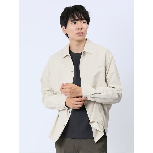 フェイクスエード レギュラーカラー長袖オーバーシャツ【TAKA-Q】(XL