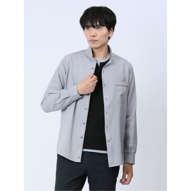 ストレッチ スタンドカラー長袖シャツ【m.f.editorial】(M 03ライト