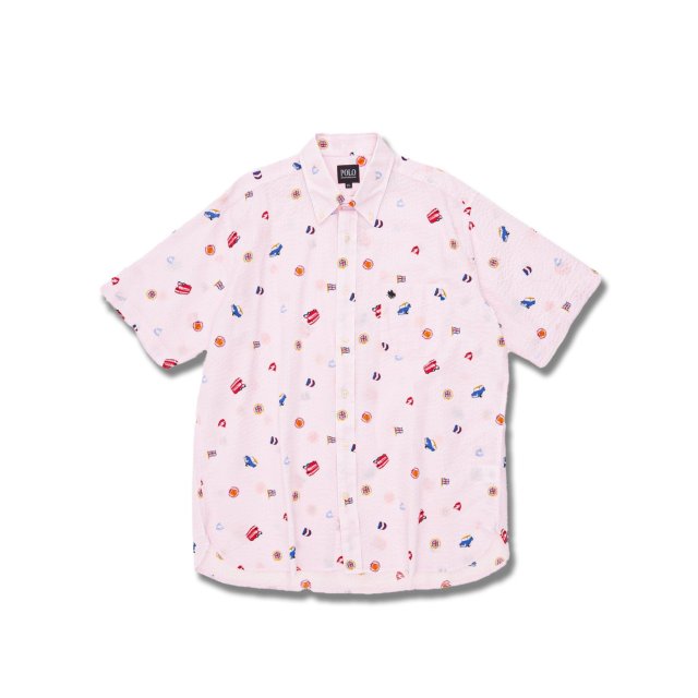 大きいサイズ】ポロ/POLO リップル小紋プリント ボタンダウン半袖
