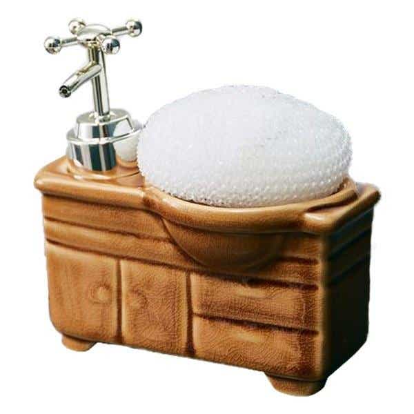 ソープディスペンサー bathroom sink 350ml 泡立てネット付き（ ディスペンサー ソープボトル 詰め替えボトル 陶器 泡立て