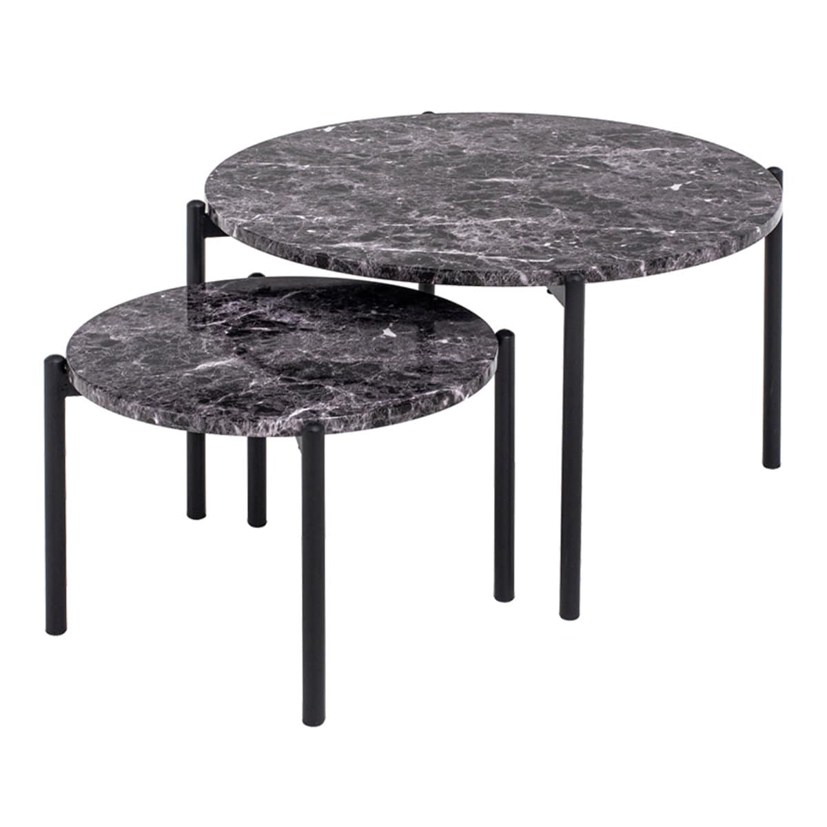 ネストテーブル 大理石調 丸型（ 2個セット 丸 テーブル センター
