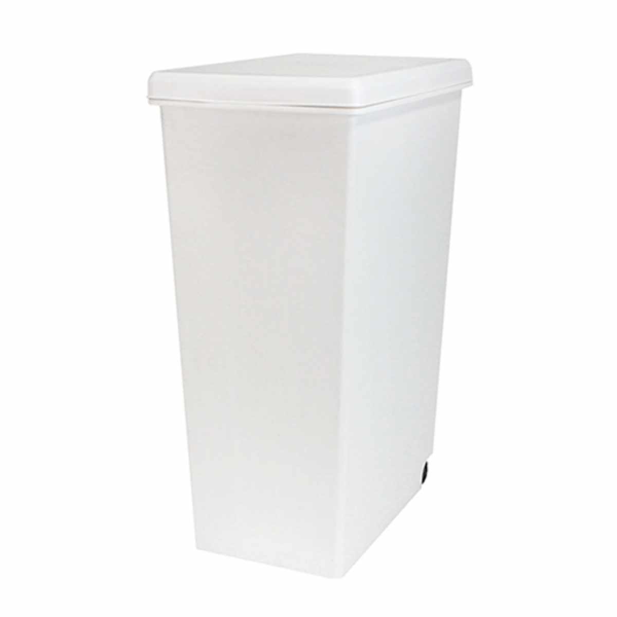 ダストボックス/蓋付きゴミ箱 【2分別】 幅55cm キャスター付き ホワイト