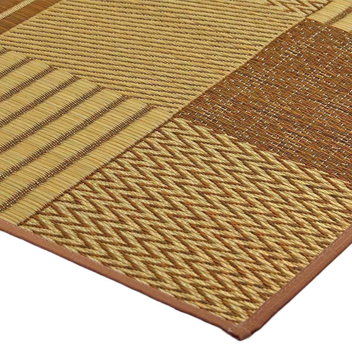自然素材ラグ 純国産京刺子柄い草ラグ 不織布あり 191×191cm