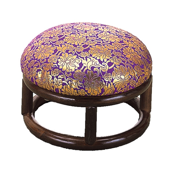 ラタン 仏前 金襴 座椅子 紫金襴 法事 木製 スツール ①