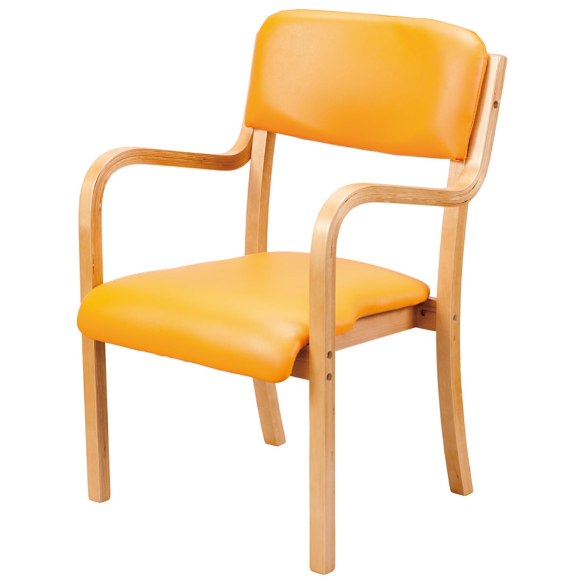 チェア 座面高42cm フランコ 木製 肘掛け スタッキング クッション（ ダイニングチェア 介護椅子 介護イス リビングチェア 椅子 チェアー 肘付き 立ち上がりやすい 背もたれ ダイニング