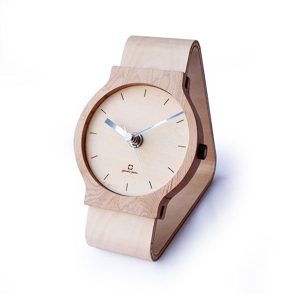 置き時計 腕時計風 木製 天然木 ヤマト工芸 北欧 北欧風 時計（ 置時計