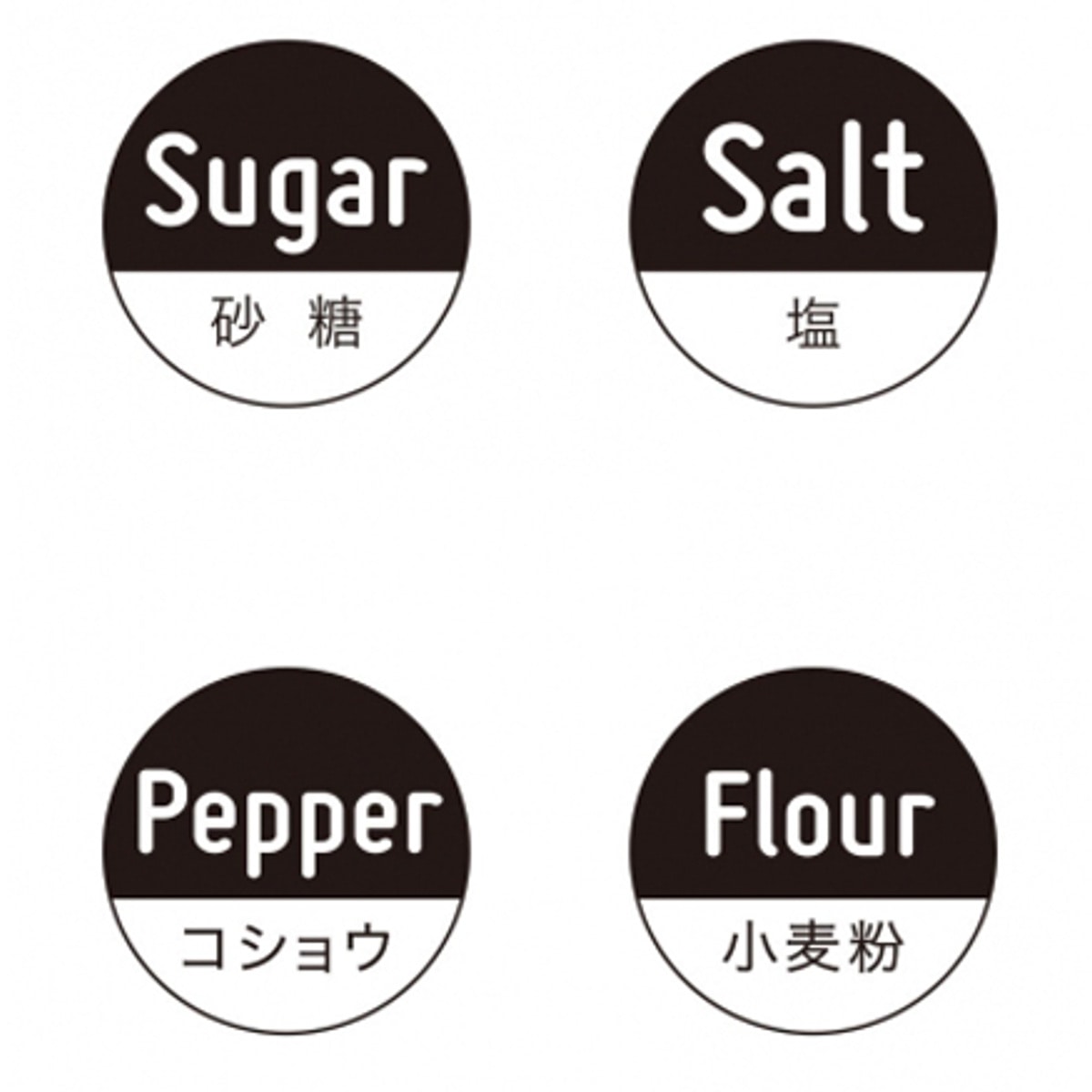 キッチンステッカー 4枚入り 貼ってはがせる 保存容器用シール サークル （ ラベルシール ステッカー シール キッチン スパイスシール
