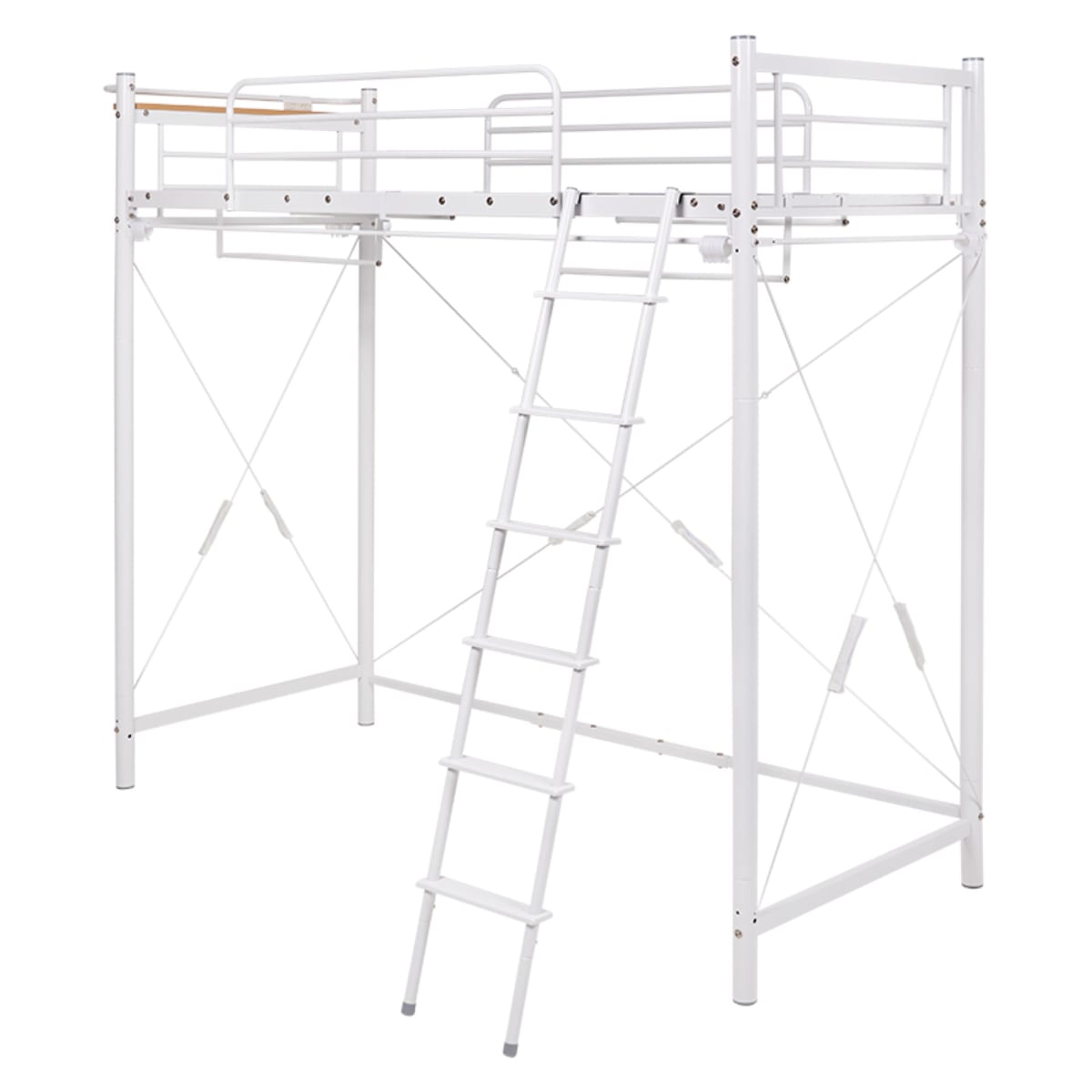 ロフトベッド シングル スーパーハイタイプ 宮棚 2口コンセント付 収納 2WAY メッシュ （ パイプ ベッド ロフト ベット フレーム