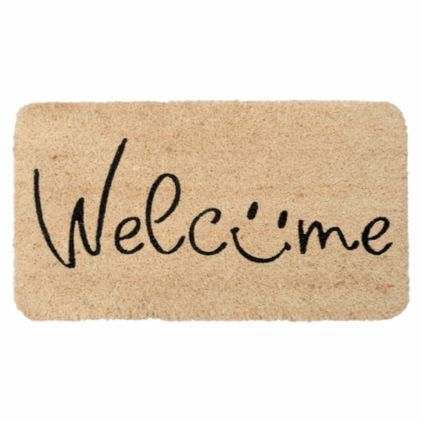 玄関マット 33.5×60cm 厚さ 2cm 屋外兼用 スマイル 屋外 屋内 コイヤーマット エントランス マット ドア