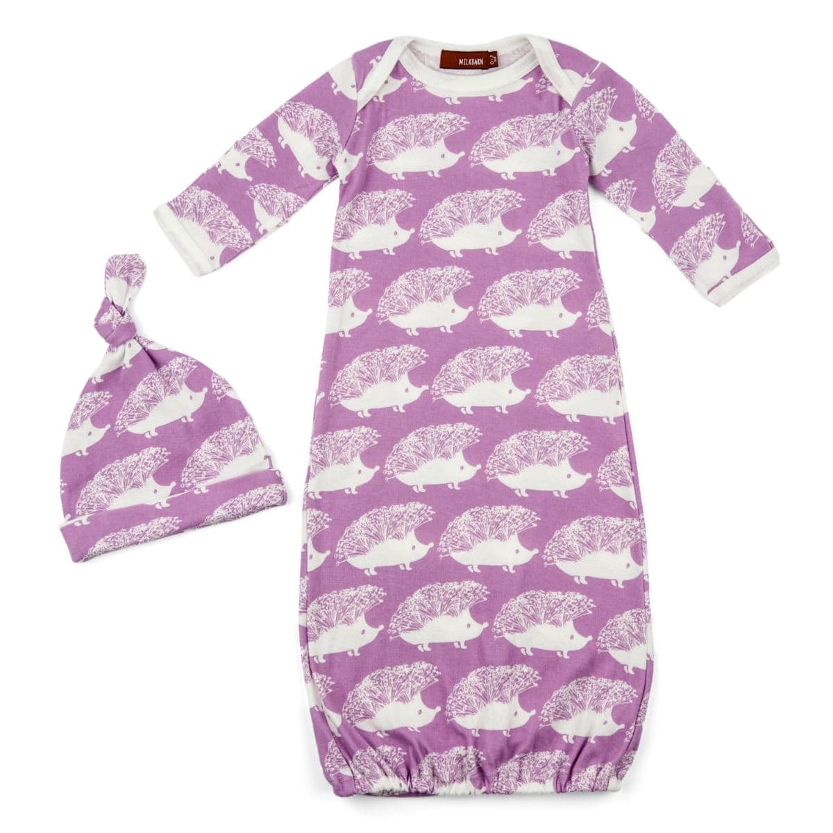 ギフト 新生児用 ガウンセット MILKBARN NEWBORN GOWN HAT 出産祝い （ ミルクバーン ガウン＆キャップ ギフトセット 新生児 ベビー オーガニック 綿100％ 帽子