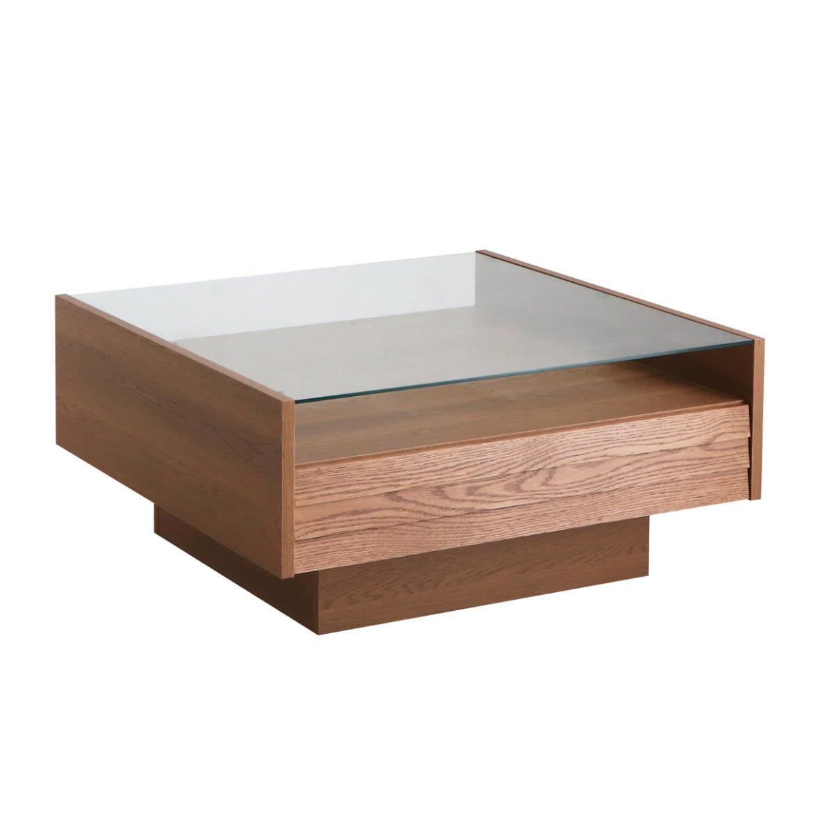 センターテーブル ガラス天板 レッドオーク 無垢前板 RIGALA 約幅84cm  