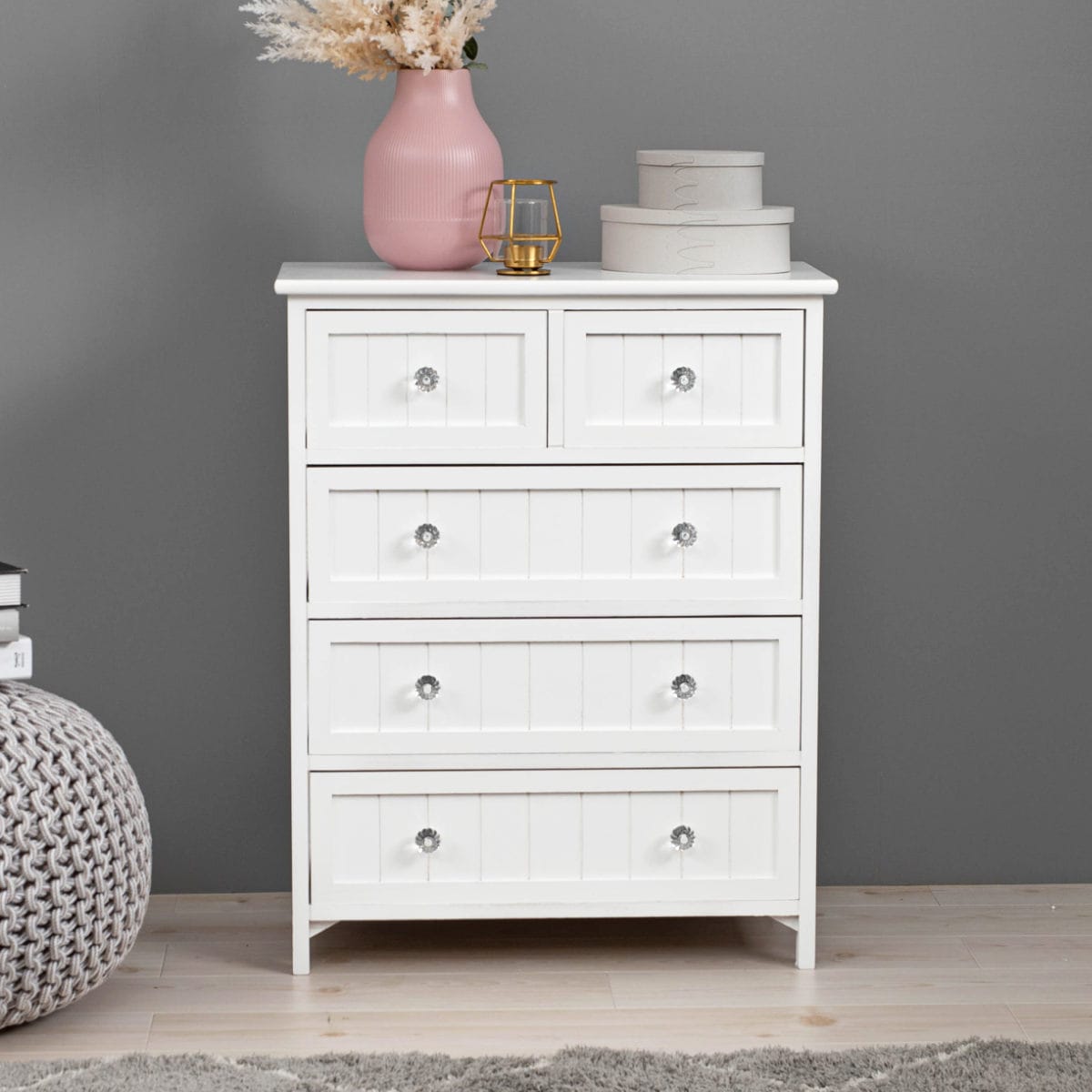 ホワイト木製キャビネット アンティーク 4段引き出し チェスト ホワイト木製キャビネット アンティーク 4段引き出し チェスト