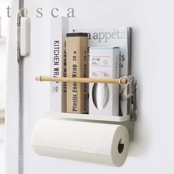 tosca キッチンペーパーホルダー マグネットキッチンペーパー&ラップホルダー（ トスカ 山崎実業 ラップホルダー ペーパーホルダー