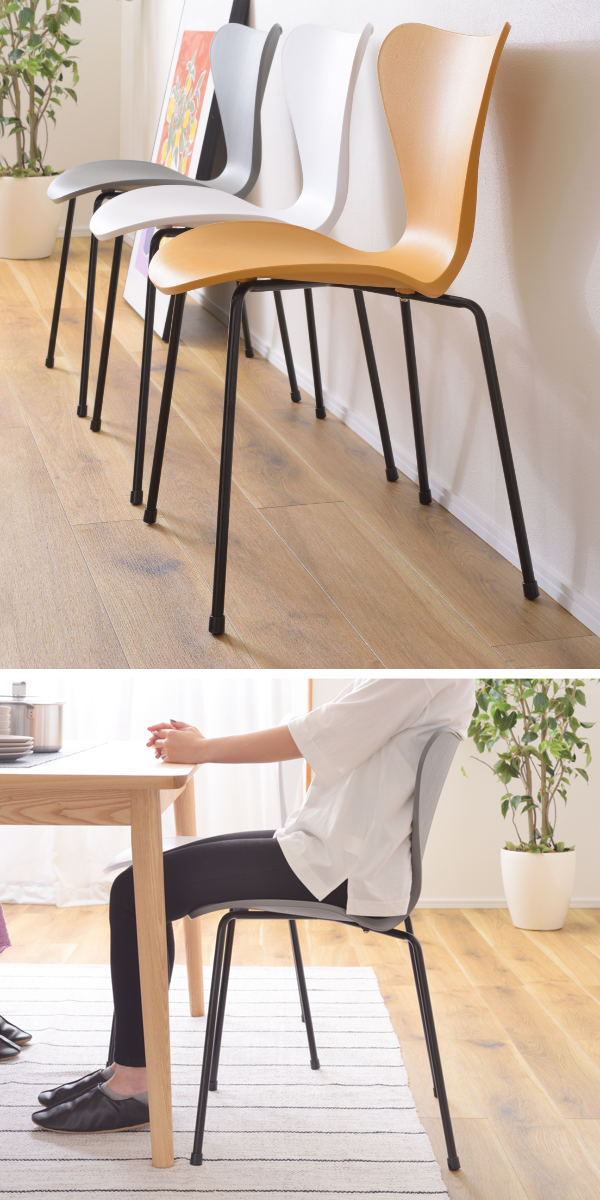 チェア 2脚セット 座面高47cm スタッキング 軽量 ポリプロピレン 北欧