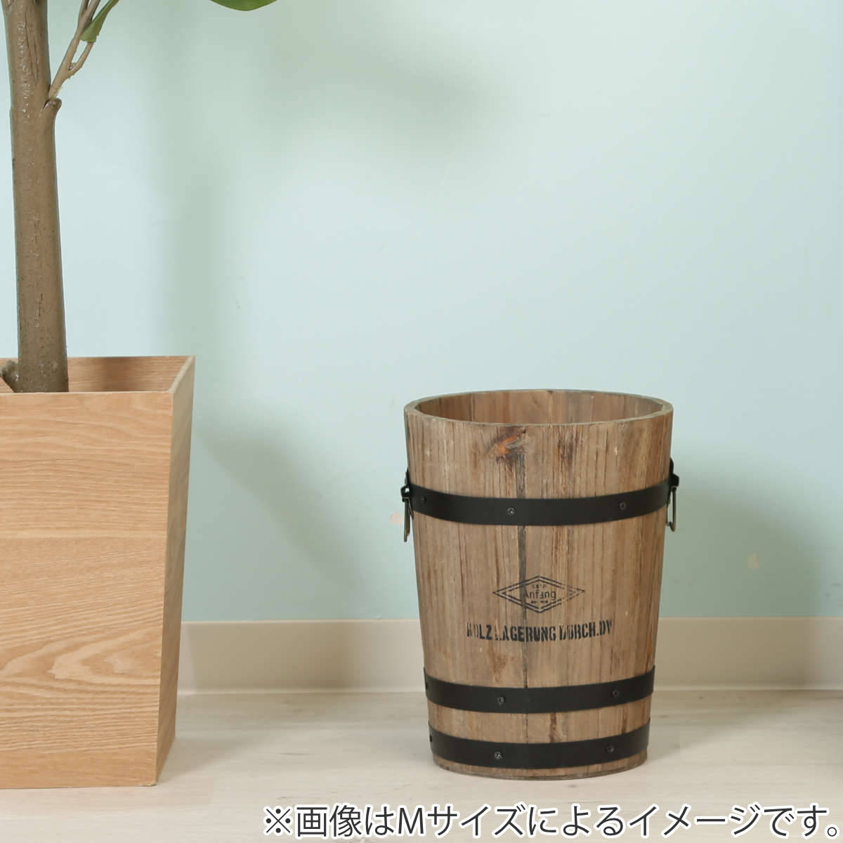 ゴミ箱 Lサイズ 木製 フタなし（ ごみ箱 直径 25cm ダストボックス 樽