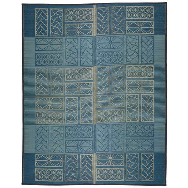 萩原 イ草 ブルー 約176×220cm い草センターラグ 裏貼有 伝統の和柄