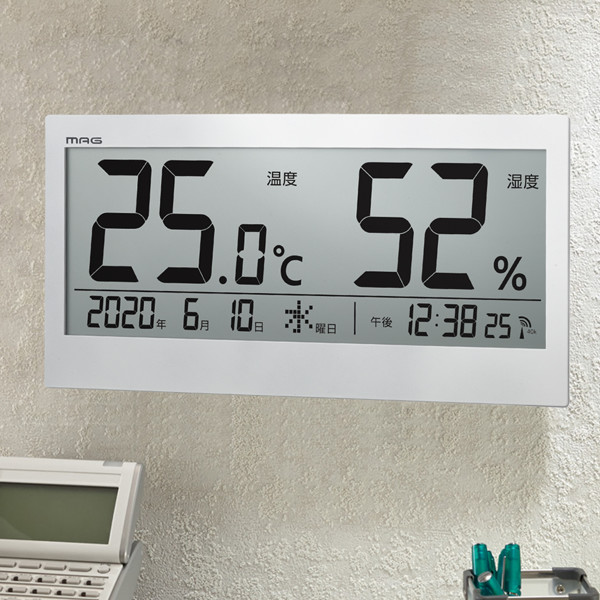 時計 デジタル 温度計 湿度計 ビッグメーター 電波時計 カレンダー ...