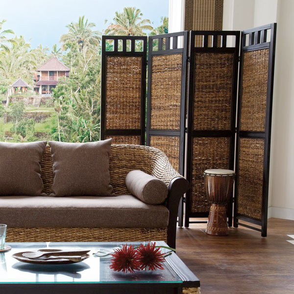 衝立 スクリーン 4連 アジアン家具 Banana Leaf 高さ160cm( ついたて