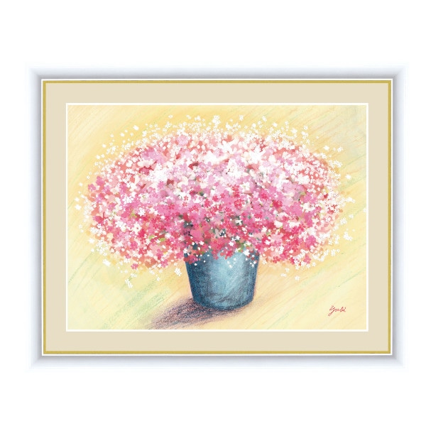 絵画 『可愛いピンクのブーケ』 42×52cm 洋美 額入り 巧芸画