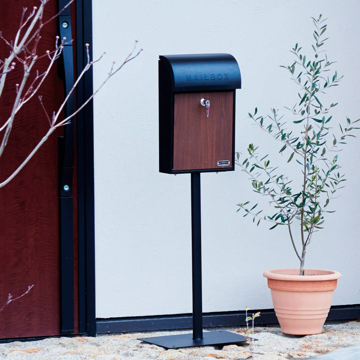 郵便 ポスト 新品 宅配BOX付ポスト GALVA ブラックウォールナット 玄関