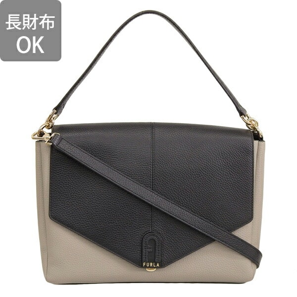 フルラ バッグ レディース ショルダーバッグ 2WAYバッグ レザー グレー×ブラック DAFNE M SHOULDER BAG