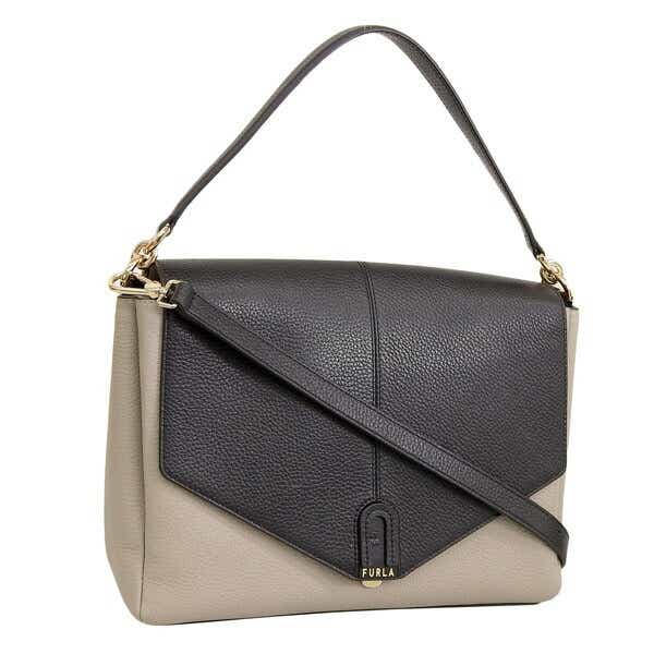 フルラ バッグ レディース ショルダーバッグ 2WAYバッグ レザー グレー×ブラック DAFNE M SHOULDER BAG